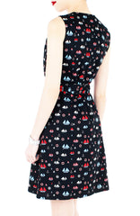 Unstoppably Nautical A-Line Button Down Dress with Belt - Red Sails