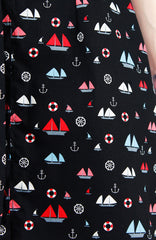 Unstoppably Nautical A-Line Button Down Dress with Belt - Red Sails