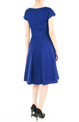 Verdurous Vines Flare Tea Dress - Azure Blue