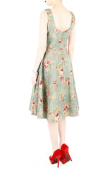 Victorian Vintage Flare Midi Dress in Duchess Teal Blue