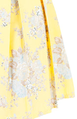 Vintage Heirloom Roses Flare Dress with Short Sleeves - Yellow