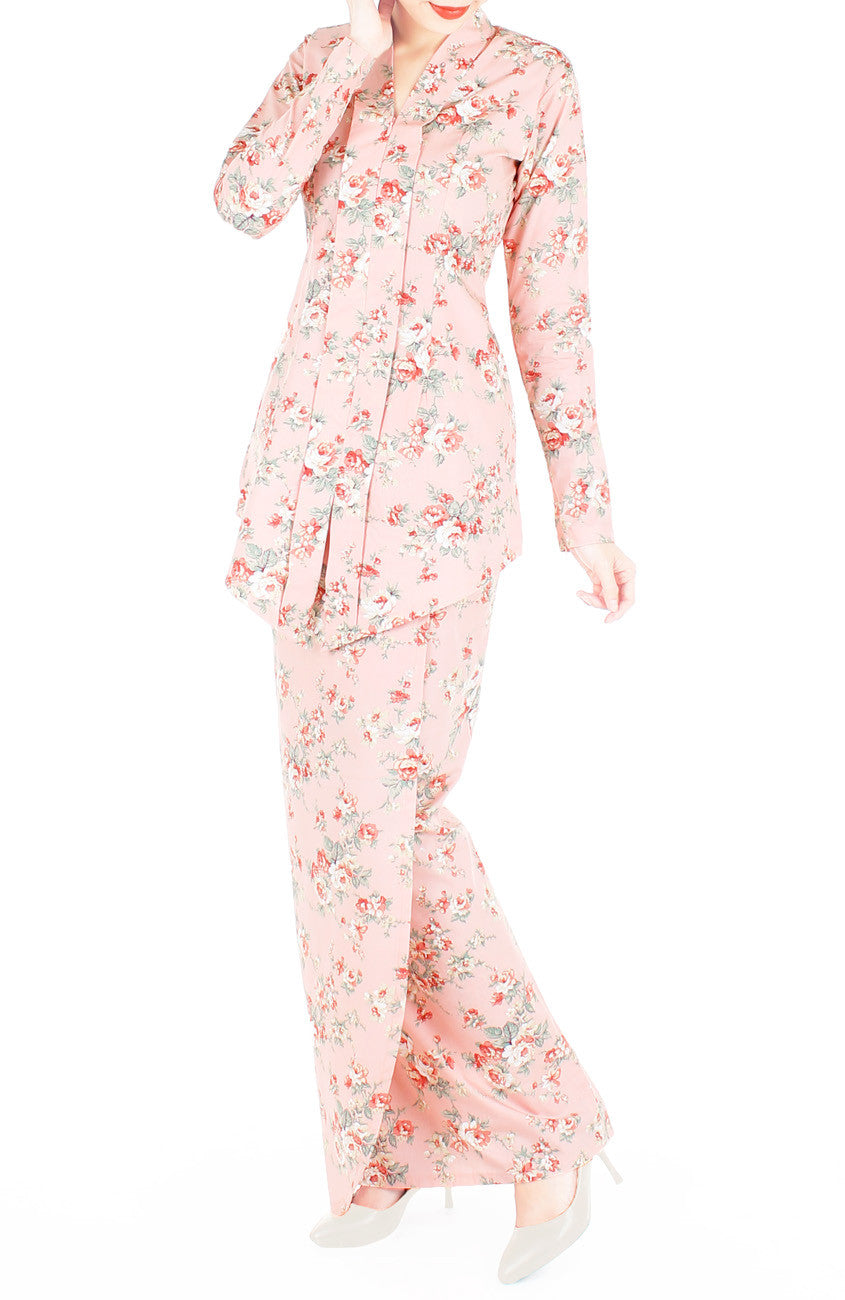 Vintage Heirloom Roses Kebaya - Blush Pink