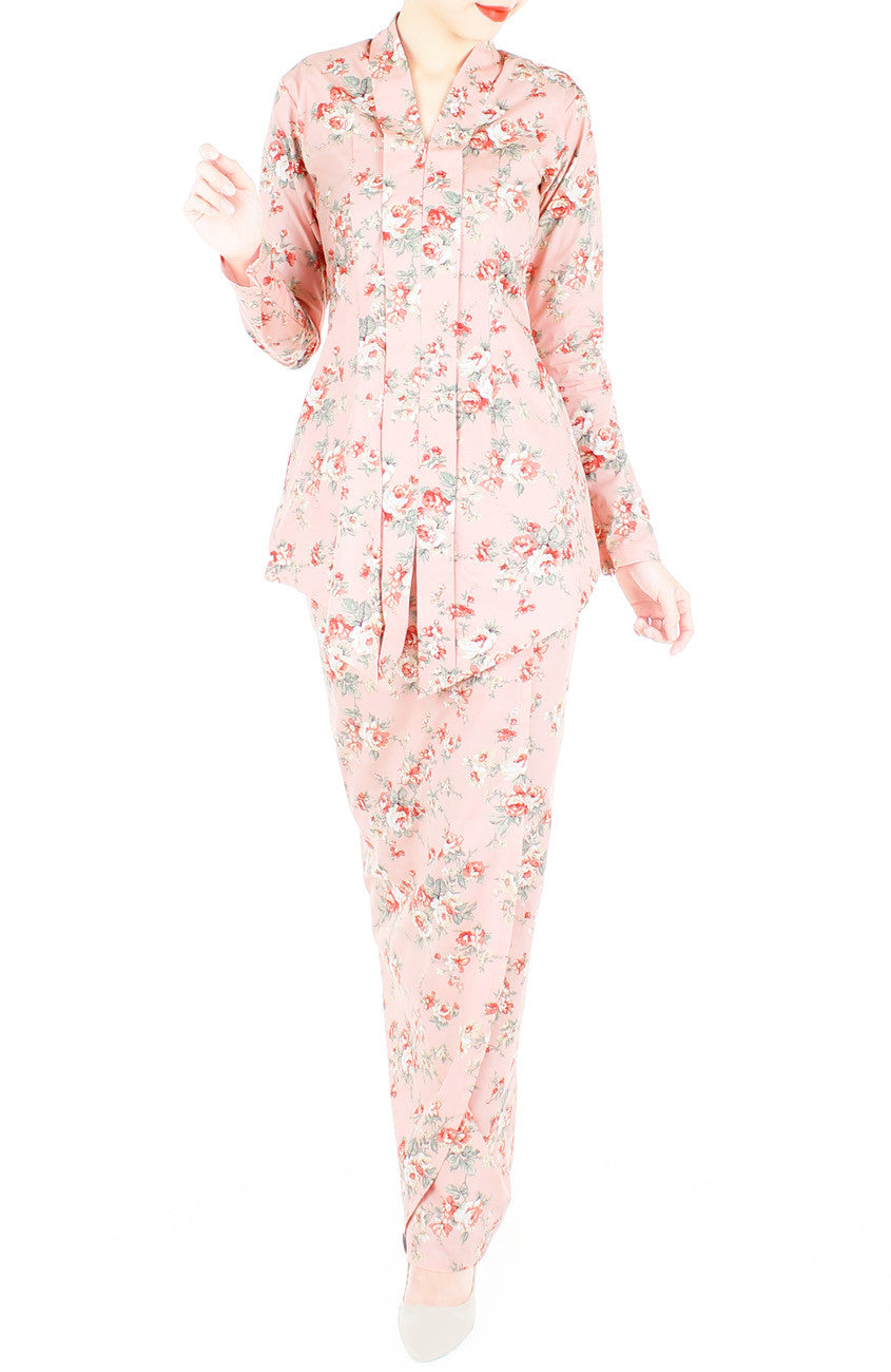 Vintage Heirloom Roses Kebaya - Blush Pink