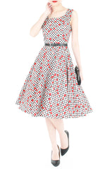 Vintage Strawberry Love Flare Midi Dress