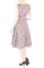 Vintage Strawberry Love Flare Midi Dress