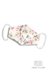 Vintage Flowering Roses Pure Cotton Face Mask - Cream