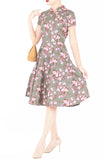 Vintage Olive Peonies Cheongsam with Pearl Buttons