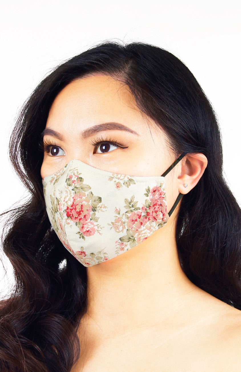 Vintage Peonies Pure Cotton Face Mask