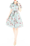 Vintage Rose Garden Emma Two-way Shirtdress - Powder Blue