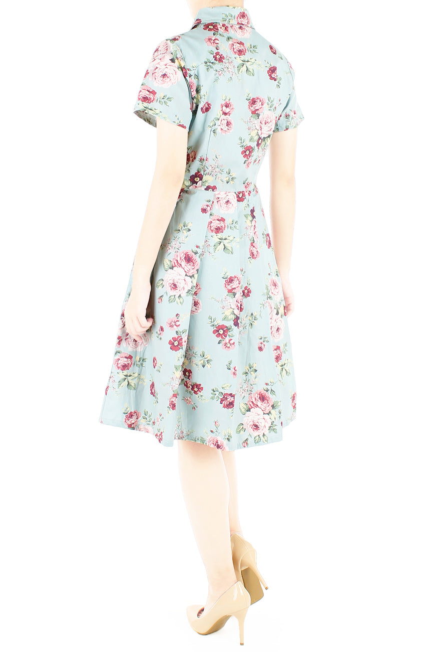 Vintage Rose Garden Emma Two-way Shirtdress - Powder Blue