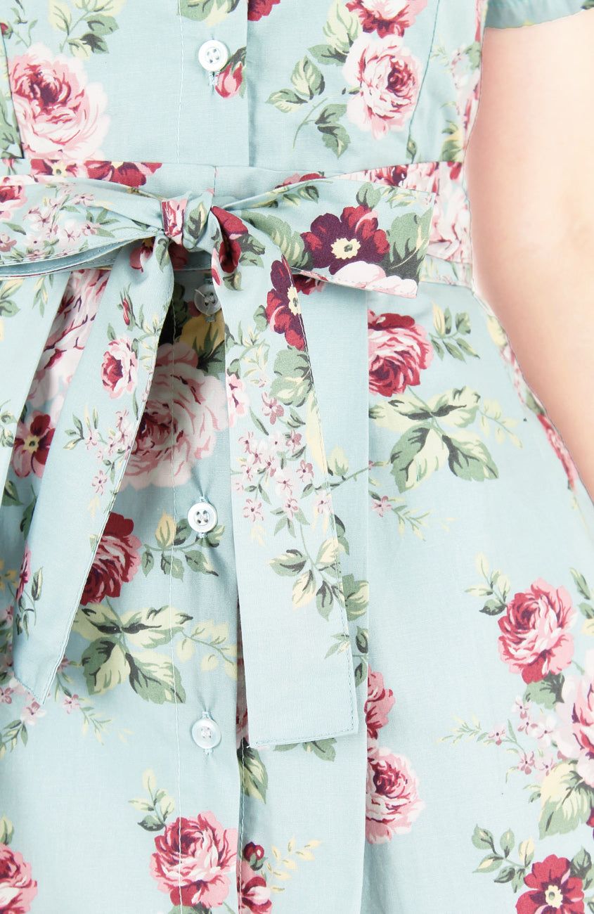 Vintage Rose Garden Emma Two-way Shirtdress - Powder Blue