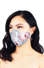 Vintage Tea Rose Pure Cotton Face Mask - Pink Dove Grey