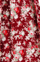 Vintage Blossoms in Mahogany Flare Dress with Short Sleeves