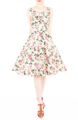 Vintage Dusty Rose Pink Flare Midi Dress