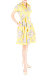 Vintage Heirloom Roses Anna Shirtdress - Yellow