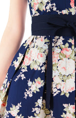 Vintage Heirloom Roses Anna Shirtdress - Dark Blue