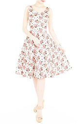 Vintage Rose Garden Flare Midi Dress