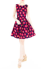 Wallflower Daisy Flare Dress - Dark Blue