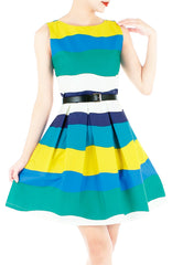 Wandering Wavelet Flare Dress - Ocean Blue