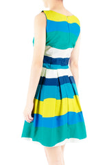 Wandering Wavelet Flare Dress - Ocean Blue