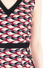 Waves of Fun 60s Mod A-Line Dress - Auburn Red