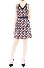 Waves of Fun 60s Mod A-Line Dress - Peach