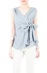 Whispered Wisdom Bow Blouse - Baby Blue