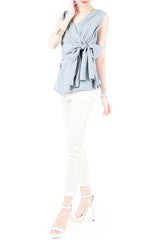 Whispered Wisdom Bow Blouse - Baby Blue