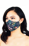 Wildflower Fields Pure Cotton Face Mask - Midnight Blue