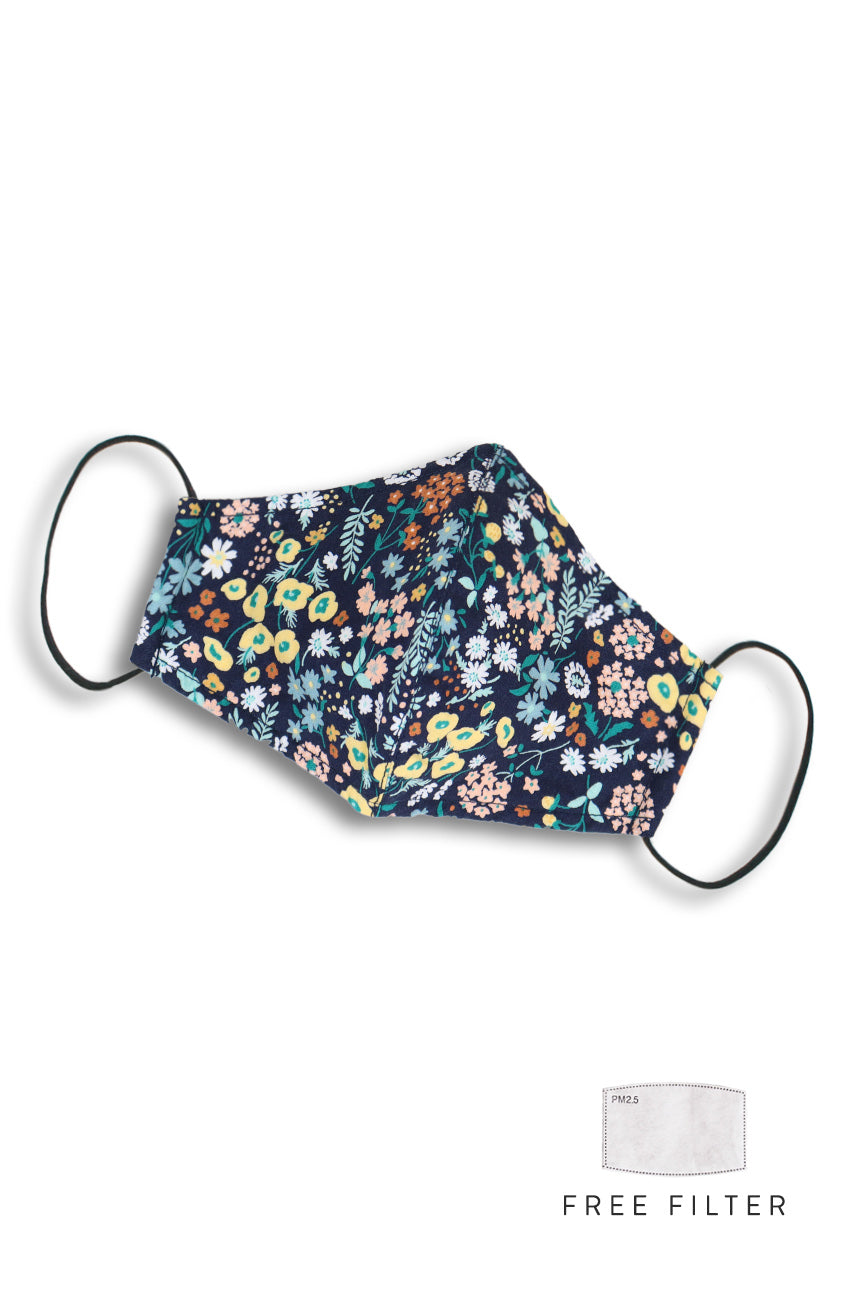 Wildflowers at Midnight Pure Cotton Face Mask