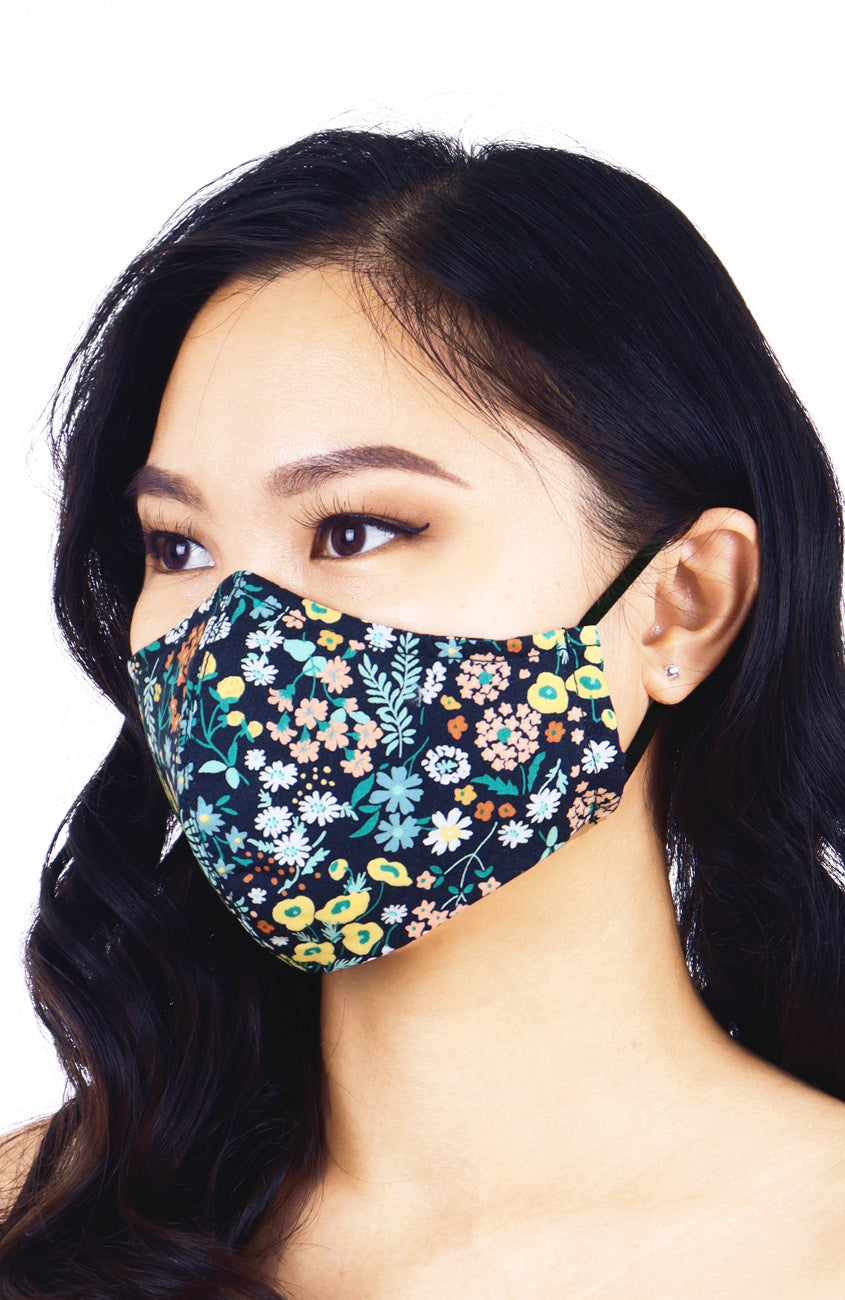 Wildflowers at Midnight Pure Cotton Face Mask