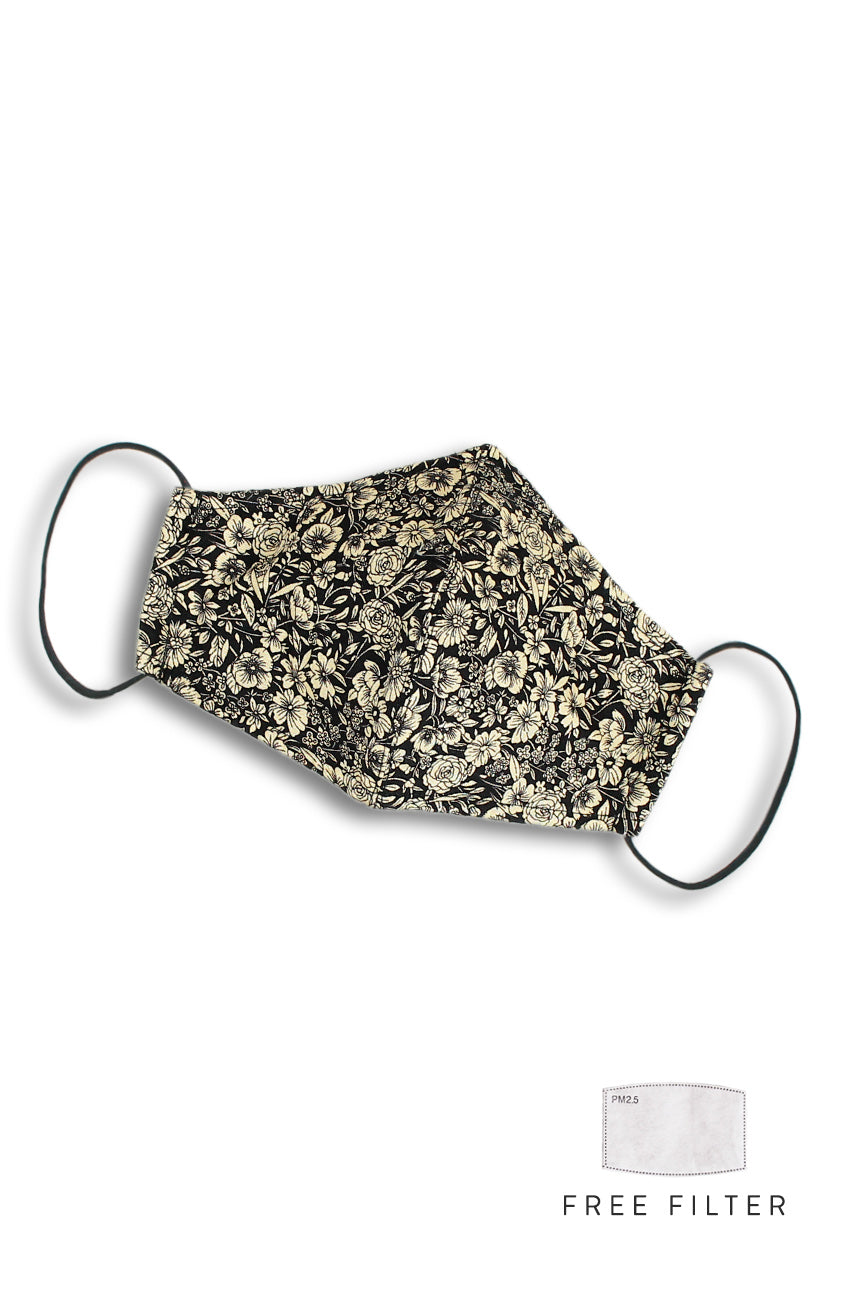 Wiltshire Gardens Pure Cotton Face Mask - Noir Black