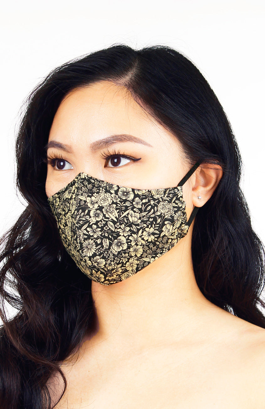 Wiltshire Gardens Pure Cotton Face Mask - Noir Black
