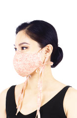 Wiltshire Gardens Pure Cotton Face Mask with Head Ties - French Rose
