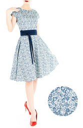 Wiltshire Gardens Flare Tea Dress - Aegean Blue
