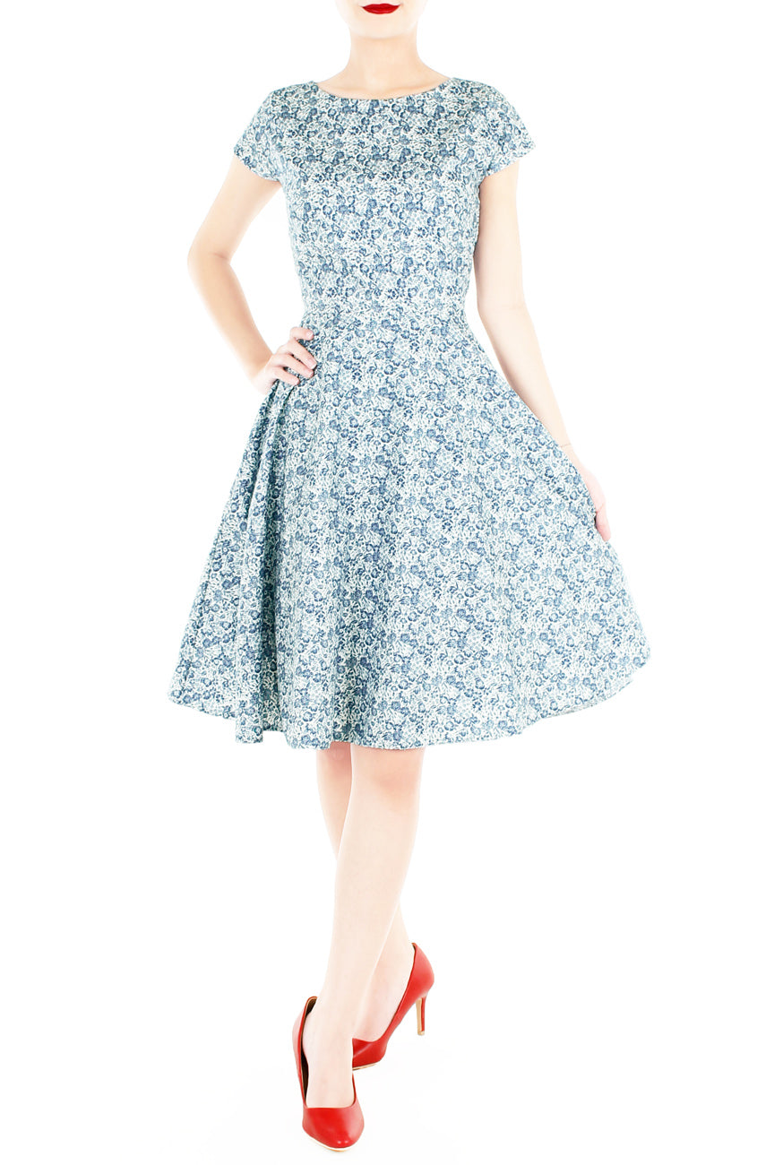 Wiltshire Gardens Flare Tea Dress - Aegean Blue