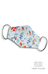 Winter Blooms Pure Cotton Face Mask - Prelude Grey