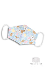 Winter Sakura Pure Cotton Face Mask - Ice Blue