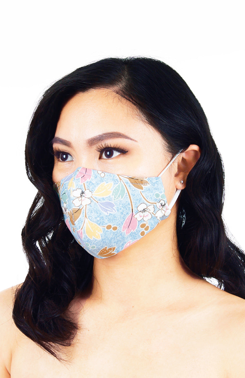 Winter Sakura Pure Cotton Face Mask - Ice Blue