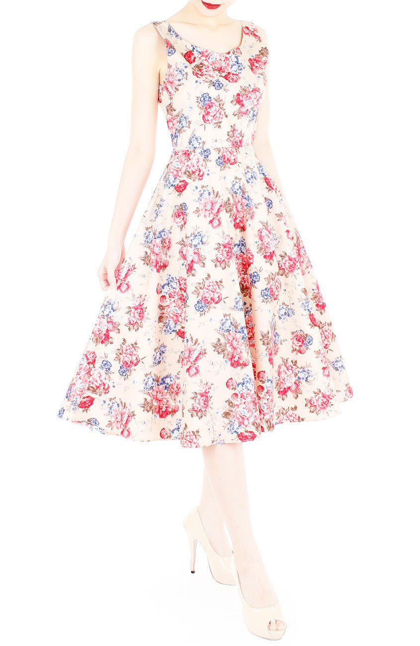 Wishing & Wowing Rose Flare Midi Dress (Longer Length)