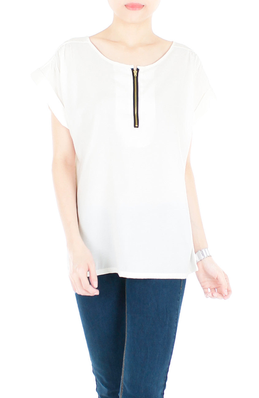 Zip that Memory Blouse - White