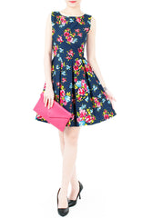 Budding Artist Flare Dress - Dark Blue