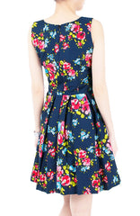 Budding Artist Flare Dress - Dark Blue