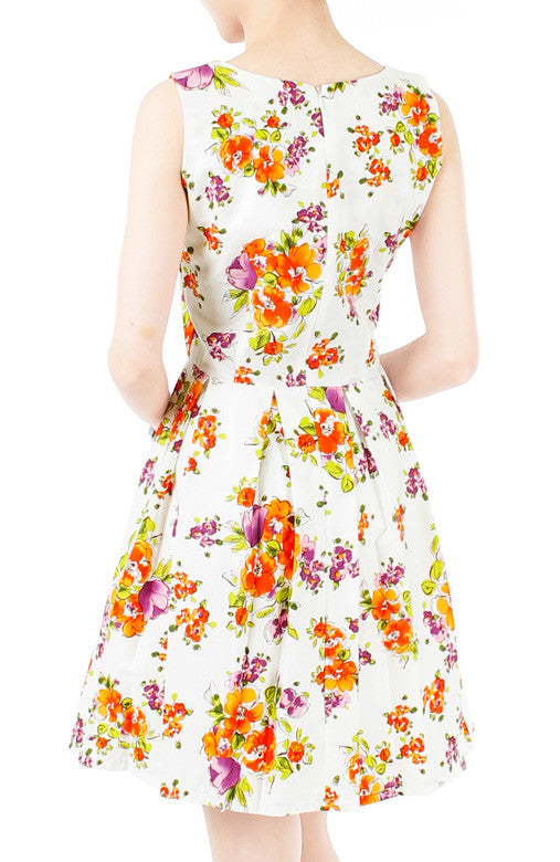 Budding Artist Flare Dress - Orange