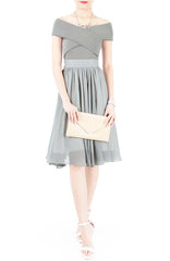 Charm Your Way Off Shoulder Blouse - Gray