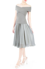 Charm Your Way Off Shoulder Blouse - Gray