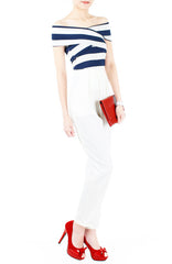 Charm Your Way Off Shoulder Blouse - Stripe