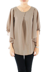 Colette Flutter Sleeve Blouse - Latte