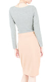 Cross-City Crop Top In Long Sleeve - Stone
