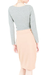Cross-City Crop Top In Long Sleeve - Stone